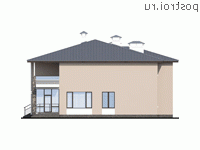 T-389-1K проект двухэтажного дома из кирпича с гаражом размером 21 на 16 - вид слева