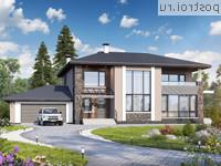 T-389-1K проект двухэтажного дома из кирпича с гаражом размером 21 на 16