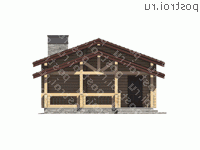 U-047-1D проект одноэтажной деревянной бани из бруса размером 12 на 8  - вид спереди