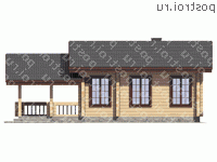 U-047-1D проект одноэтажной деревянной бани из бруса размером 12 на 8  - вид слева