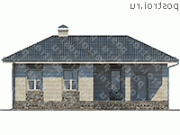 U-055-1P проект одноэтажной бани из пеноблока размером 9 на 12  - вид спереди