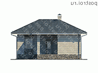 U-055-1P проект одноэтажной бани из пеноблока размером 9 на 12  - вид слева