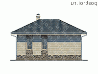 U-055-1P проект одноэтажной бани из пеноблока размером 9 на 12  - вид справа