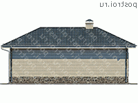 U-055-1P проект одноэтажной бани из пеноблока размером 9 на 12  - вид сзади