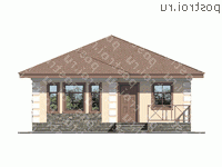 U-066-1P проект одноэтажного дома из пеноблока размером 11 на 9 - вид спереди