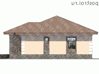 U-066-1P проект одноэтажного дома из пеноблока размером 11 на 9 - вид слева
