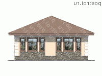 U-066-1P проект одноэтажного дома из пеноблока размером 11 на 9 - вид сзади