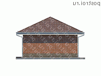 U-067-1P проект одноэтажного гаража из пеноблока размером 7 на 11  - вид сзади