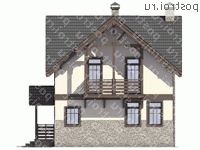 U-085-1P проект одноэтажного дома из пеноблока с мансардой размером 8 на 8  - вид слева