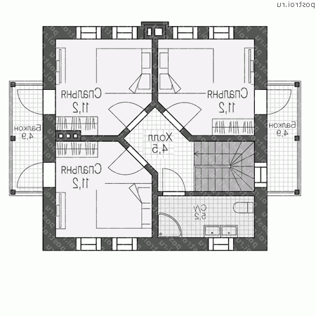 U-085-1P проект одноэтажного дома из пеноблока с мансардой размером 8 на 8  - мансарда