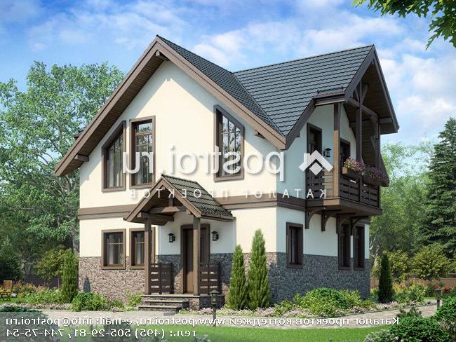 U-085-1P проект одноэтажного дома из пеноблока с мансардой размером 8 на 8 