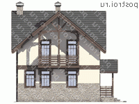 U-085-1P проект одноэтажного дома из пеноблока с мансардой размером 8 на 8  - вид справа