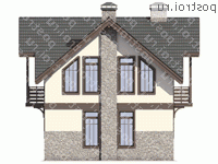 U-085-1P проект одноэтажного дома из пеноблока с мансардой размером 8 на 8  - вид сзади