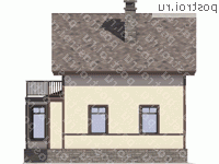 U-089-1D проект одноэтажного деревянного дома из бруса с мансардой размером 9 на 8  - вид слева