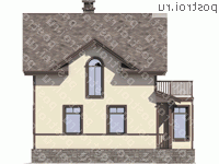 U-089-1D проект одноэтажного деревянного дома из бруса с мансардой размером 9 на 8  - вид справа