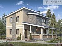 U-093-1K проект двухэтажного коттеджа из кирпича размером 8 на 8 