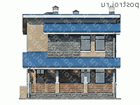 U-093-1P проект двухэтажного коттеджа из пеноблока размером 8 на 8 - вид спереди