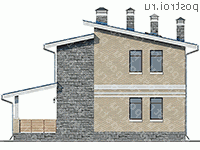 U-093-1P проект двухэтажного коттеджа из пеноблока размером 8 на 8 - вид слева