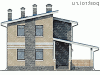 U-093-1P проект двухэтажного коттеджа из пеноблока размером 8 на 8 - вид справа