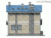 U-093-1P проект двухэтажного коттеджа из пеноблока размером 8 на 8 - вид сзади