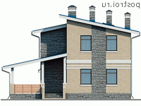 U-093-2P проект двухэтажного коттеджа из пеноблока размером 8 на 8 - вид слева U-093-2P проект двухэтажного коттеджа из пеноблока размером 8 на 8 - вид слева