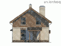 U-107-1P проект двухэтажного коттеджа из пенобетона размером 9 на 9 - вид спереди