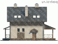 U-107-1P проект двухэтажного коттеджа из пенобетона размером 9 на 9 - вид слева