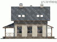 U-107-1P проект двухэтажного коттеджа из пенобетона размером 9 на 9 - вид справа