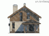 U-107-1P проект двухэтажного коттеджа из пенобетона размером 9 на 9 - вид сзади