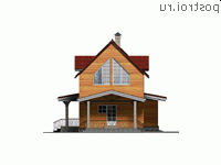 U-109-1D проект одноэтажного деревянного коттеджа из бруса с мансардой и гаражом размером 16 на 7 - вид слева
