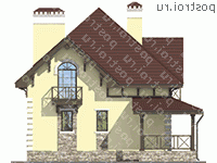 U-110-1P проект одноэтажного коттеджа из пенобетона с мансардой размером 9 на 9 - вид спереди