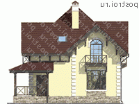 U-110-1P проект одноэтажного коттеджа из пенобетона с мансардой размером 9 на 9 - вид слева