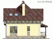 U-110-1P проект одноэтажного коттеджа из пенобетона с мансардой размером 9 на 9 - вид справа