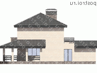 U-112-1K проект двухэтажного коттеджа из кирпича с гаражом размером 14 на 16  - вид справа