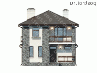 U-117-1P проект двухэтажного коттеджа из пенобетона размером 11 на 8 - вид спереди