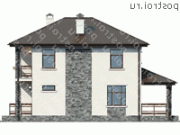 U-117-1P проект двухэтажного коттеджа из пенобетона размером 11 на 8 - вид слева