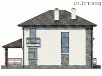 U-117-1P проект двухэтажного коттеджа из пенобетона размером 11 на 8 - вид справа