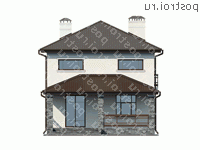 U-117-1P проект двухэтажного коттеджа из пенобетона размером 11 на 8 - вид сзади