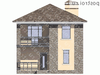 U-117-3P проект двухэтажного коттеджа из пенобетона размером 10 на 8  - вид спереди