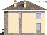 U-117-3P проект двухэтажного коттеджа из пенобетона размером 10 на 8  - вид слева