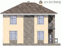 U-117-3P проект двухэтажного коттеджа из пенобетона размером 10 на 8  - вид справа