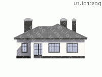 U-119-1K проект одноэтажного коттеджа из кирпича размером 12 на 17  - вид спереди