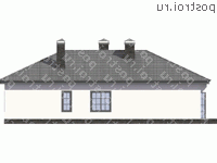 U-119-1K проект одноэтажного коттеджа из кирпича размером 12 на 17  - вид слева