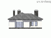 U-119-1K проект одноэтажного коттеджа из кирпича размером 12 на 17  - вид сзади