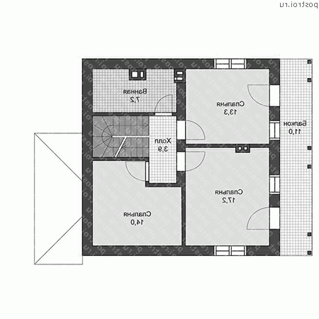 U-119-1P проект одноэтажного дома из газобетона с мансардой размером 9 на 9 - мансарда U-119-1P проект одноэтажного дома из газобетона с мансардой размером 9 на 9 - мансарда