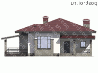 U-120-1P проект одноэтажного коттеджа из пенобетона размером 14 на 13 - вид спереди U-120-1P проект одноэтажного коттеджа из пенобетона размером 14 на 13 - вид спереди
