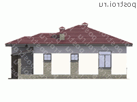U-120-1P проект одноэтажного коттеджа из пенобетона размером 14 на 13 - вид слева U-120-1P проект одноэтажного коттеджа из пенобетона размером 14 на 13 - вид слева
