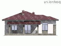U-120-1P проект одноэтажного коттеджа из пенобетона размером 14 на 13 - вид справа U-120-1P проект одноэтажного коттеджа из пенобетона размером 14 на 13 - вид справа