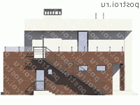 U-128-1P проект двухэтажного коттеджа из газобетона с гаражом размером 11 на 10 - вид справа