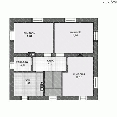U-132-1K проект двухэтажного дома из кирпича размером 10 на 11 - 2-й этаж